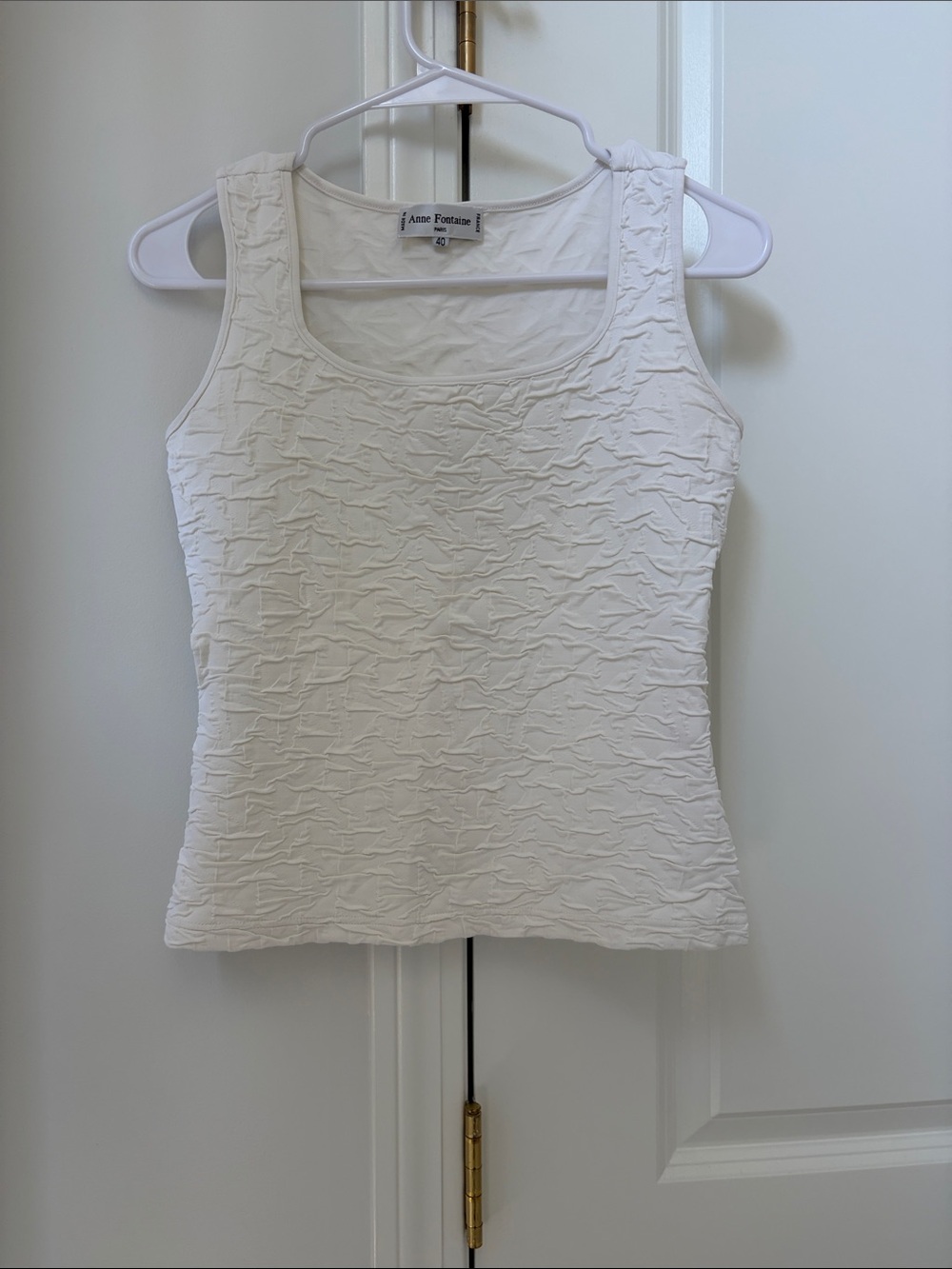 Anne Fontaine Cream Textured Sleeveless Tank